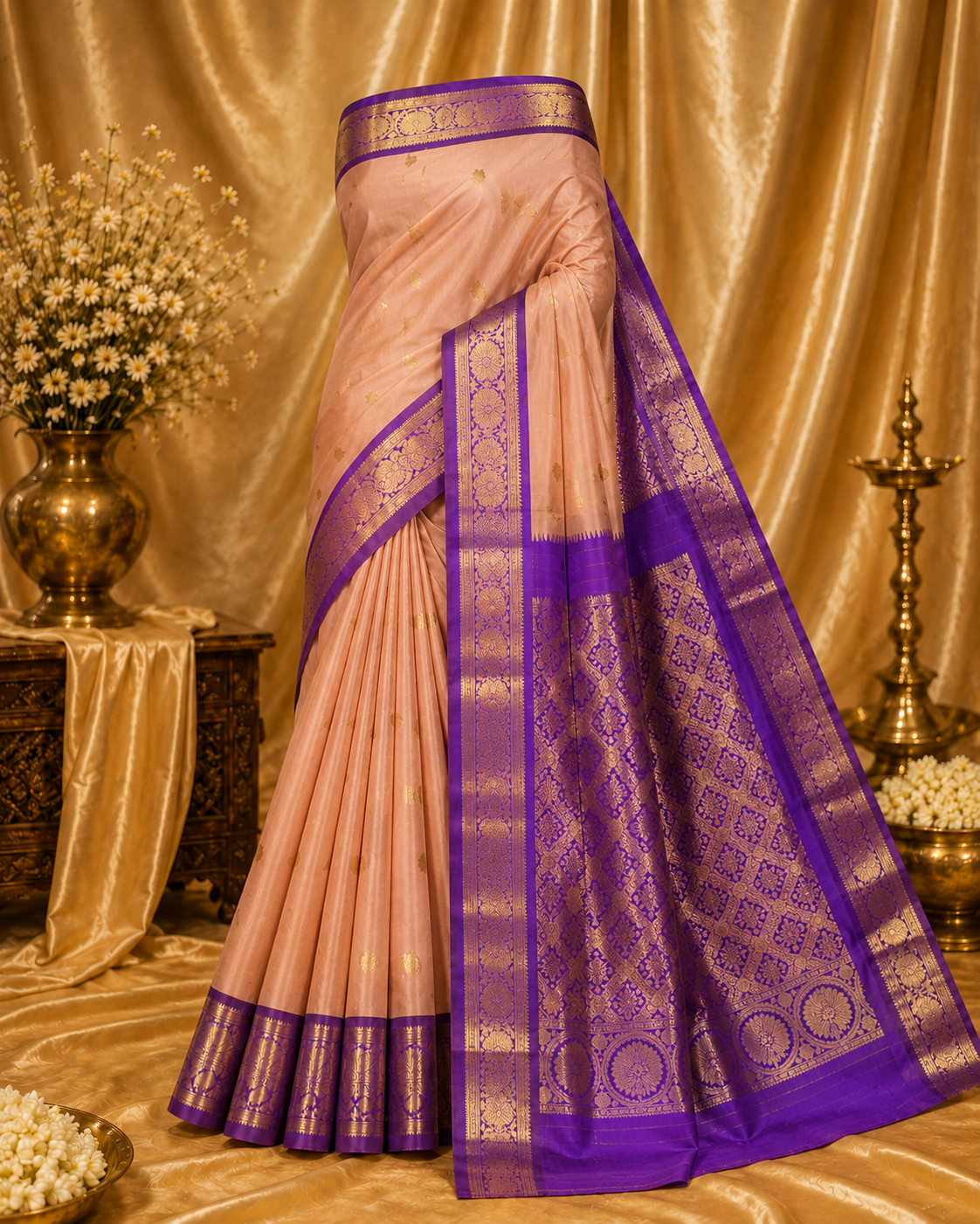 Midnight Blue Ajrakh Saree