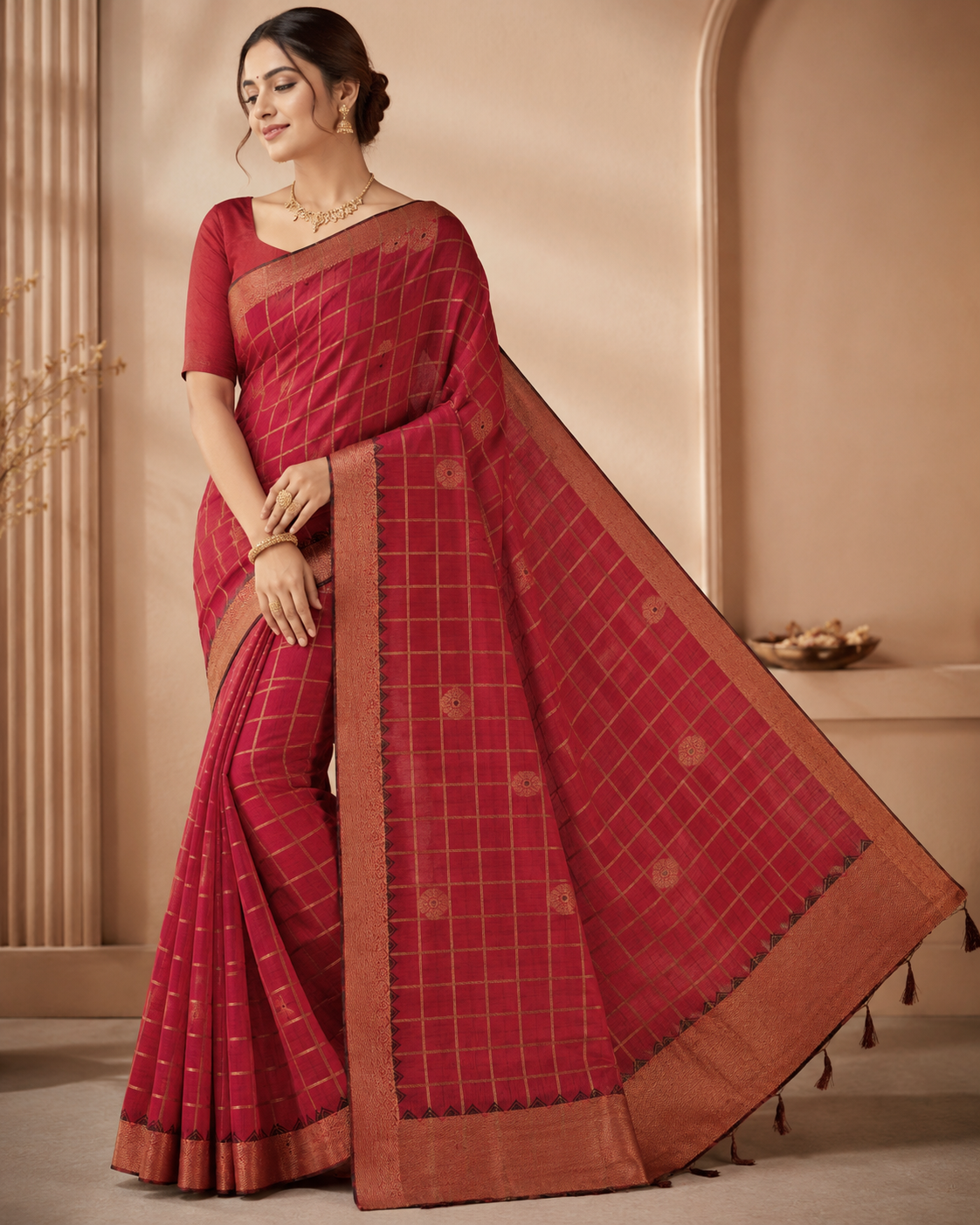 Ruby Red Festive Kanjivaram Saree