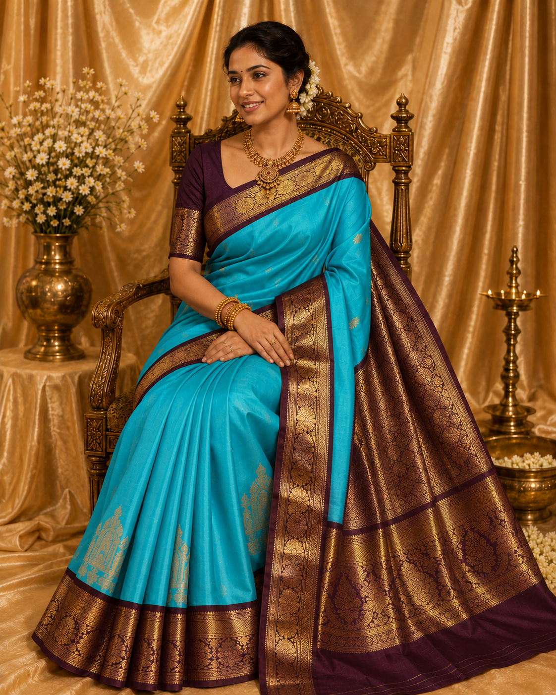 Coral Zari Border Jute Silk Saree
