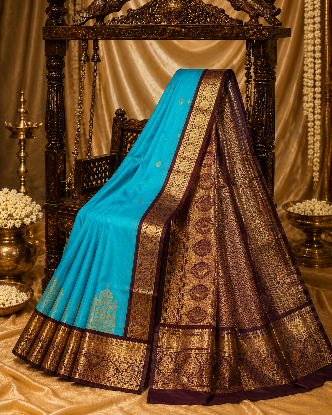 Coral Zari Border Jute Silk Saree